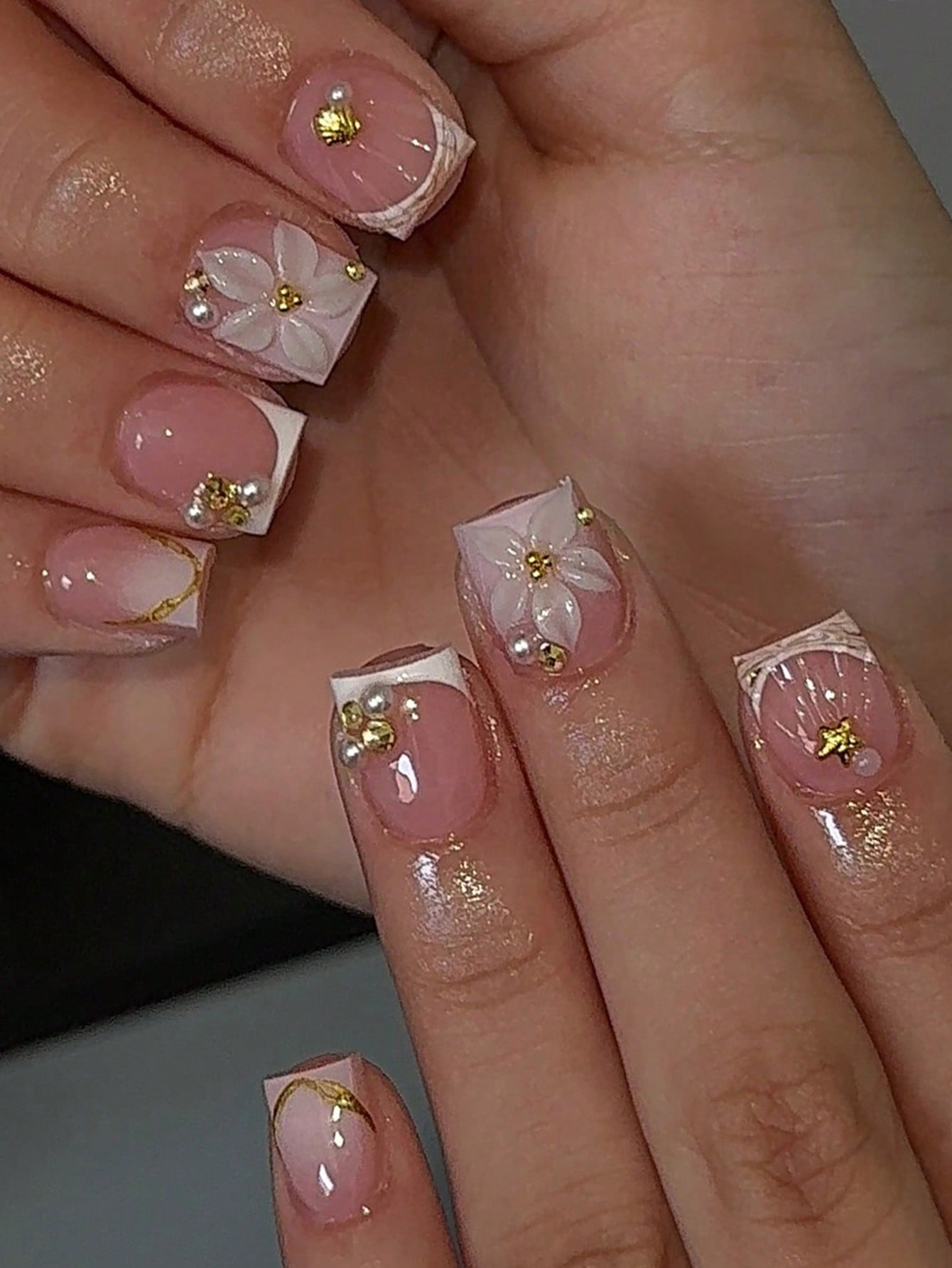 Nail Art French Nails - 24 шт. коротких квадратных белых акриловых