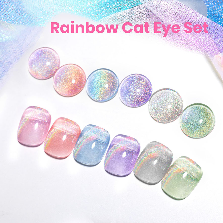 Nail Art Cat Eye Pink - Набор гель-лаков QAZIXU 1/6 шт. с