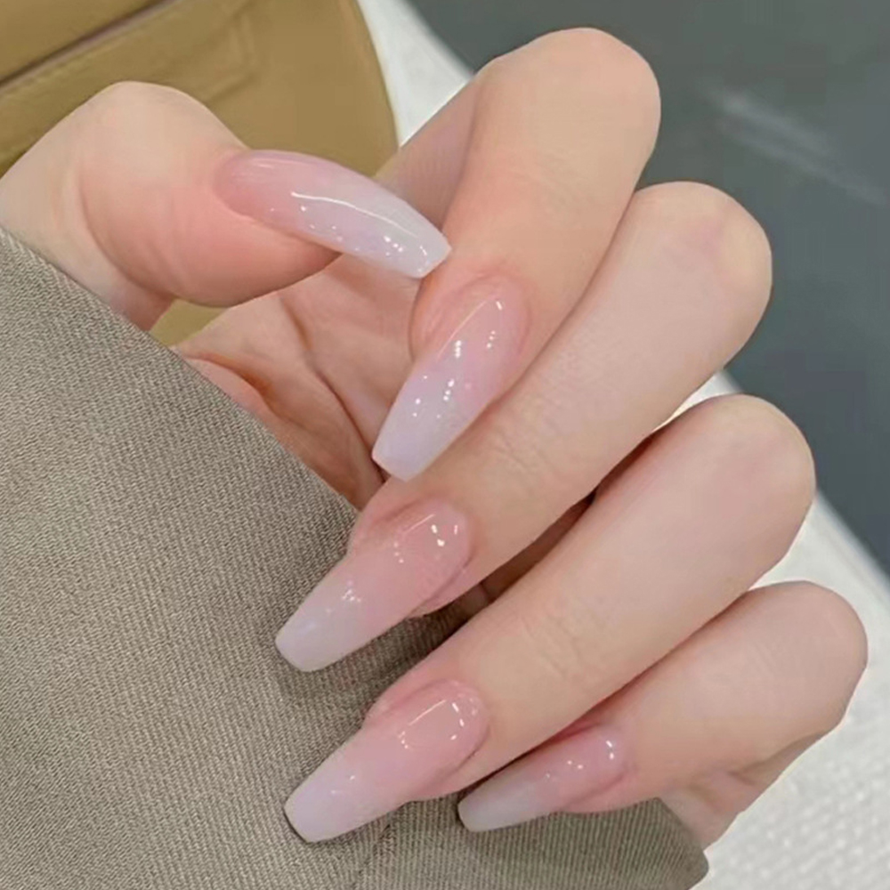 Nail Art Design - 24 шт. розовых блестящих накладных ногтей