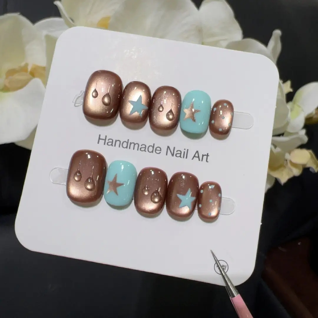 Nail Art French Nails - 10 шт., высококачественные маленькие коричневые капли