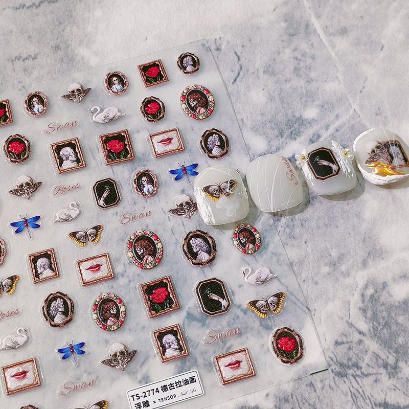 Nail Art Zelda - 5D Реалистичная рельефная ретро картина маслом