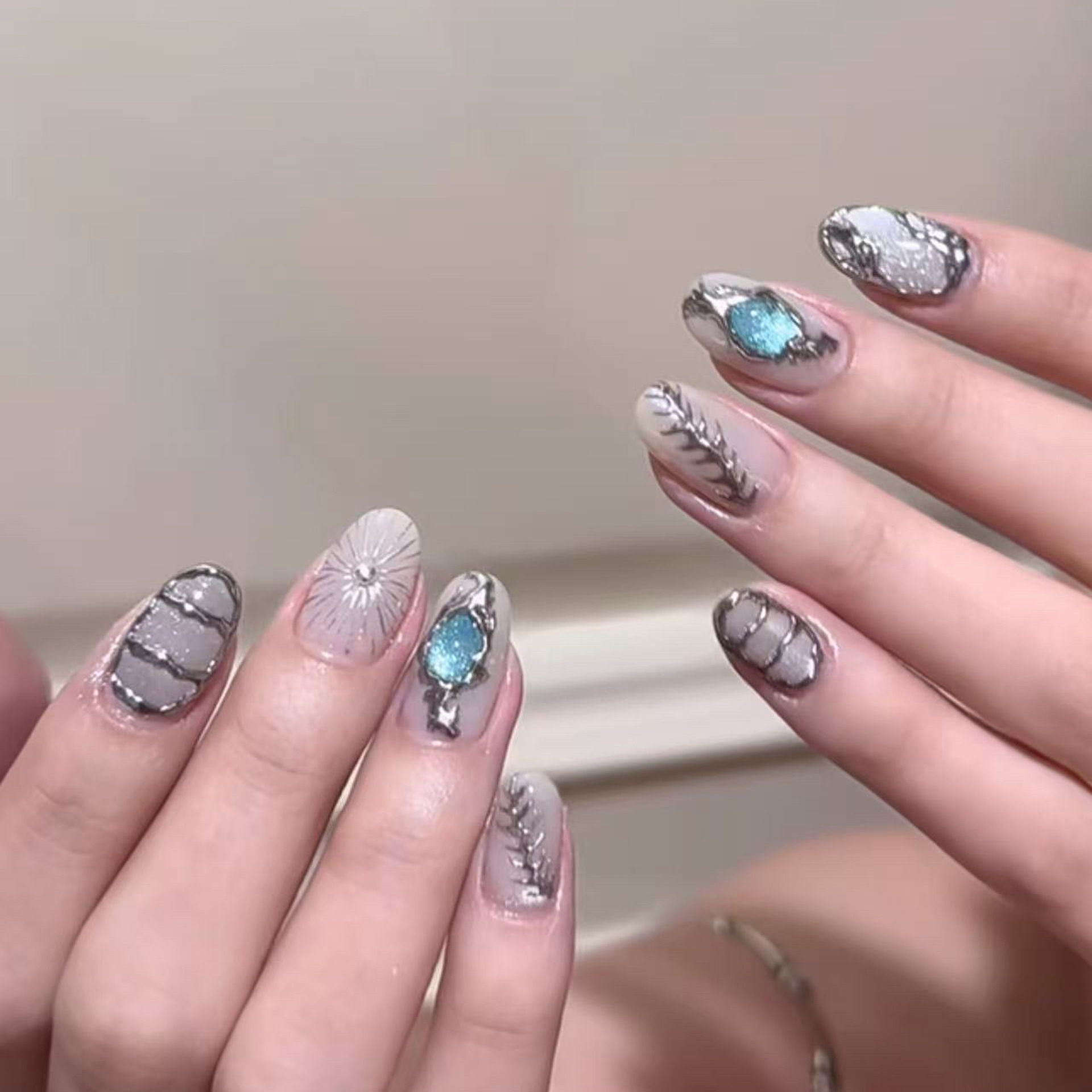 Nail Art Full Cat Eye - 10 шт. коротких накладных ногтей ручной