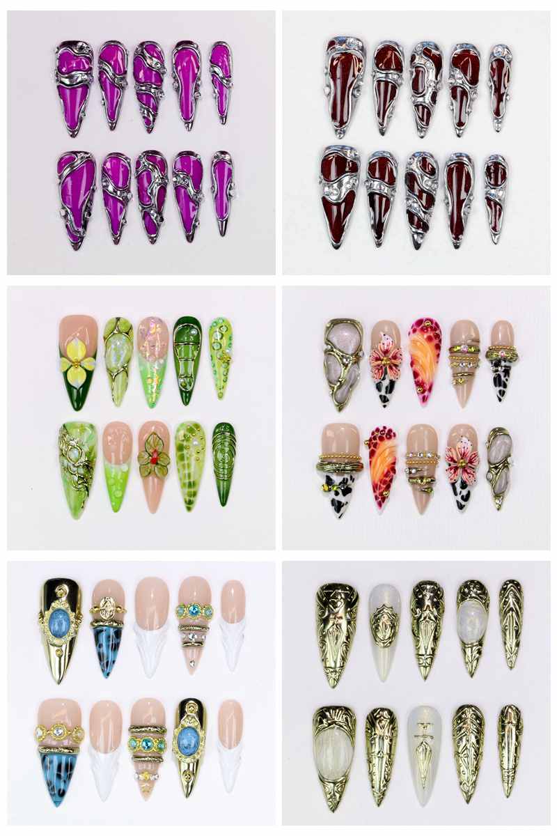 Nail Art Glossy - 10 шт. длинных накладных ногтей-стилетов с