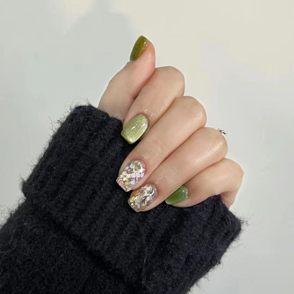 Nail Art Full Cat Eye - 24 шт. многоразовых накладных ногтей с