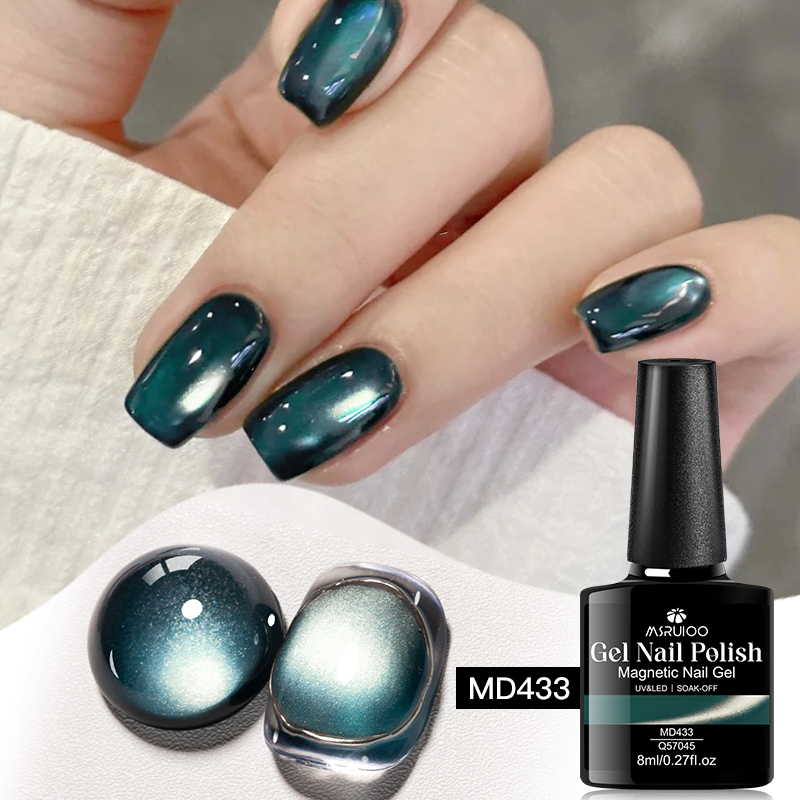 Nail Art Emerald Green - 8 мл Изумрудно-зеленый кристаллический магнитный гель-лак