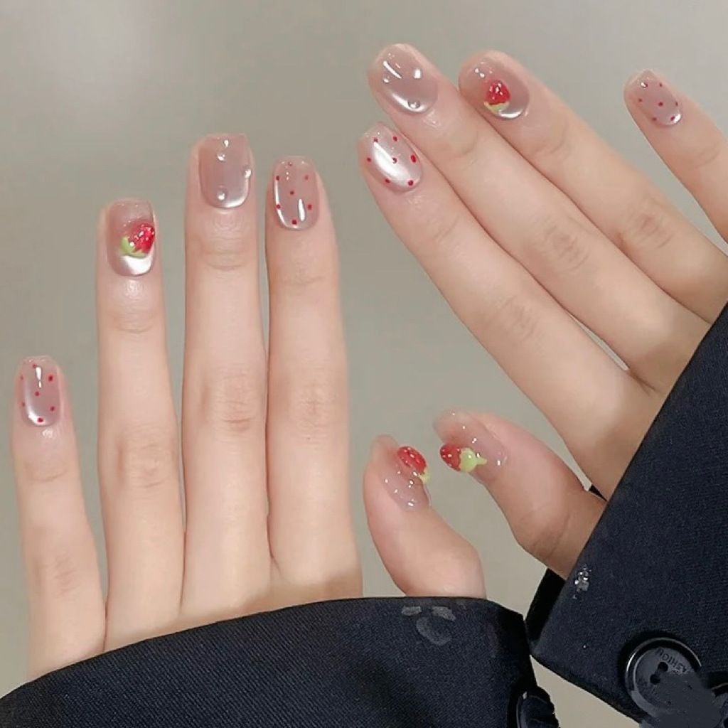 10 шт., короткие квадратные на – обзор и цена Nail Art Strawberry