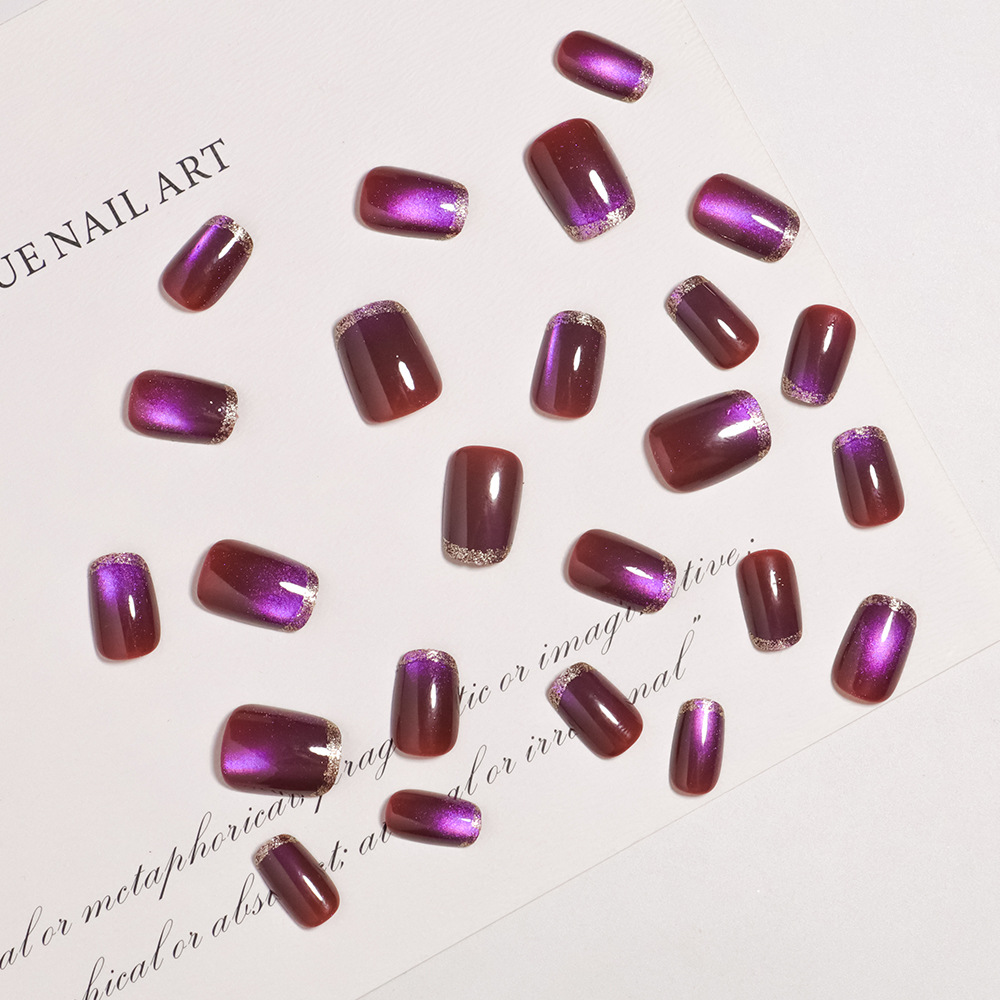 Короткие квадратные накладные  – обзор и цена Nail Art Full Cat Eye
