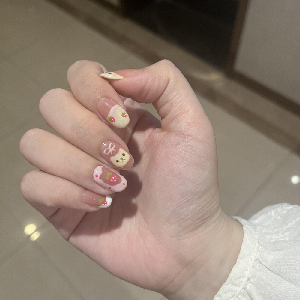 10 шт. накладных ногтей миндал – обзор и цена Nail Art Strawberry