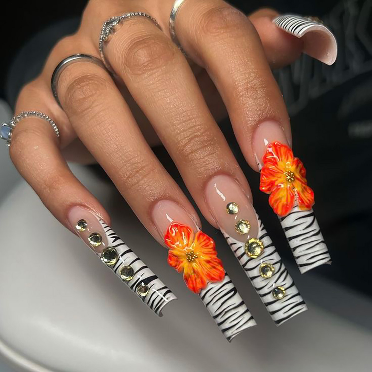 24 шт., цветочный пресс на ног – обзор и цена Nail Art French Nails